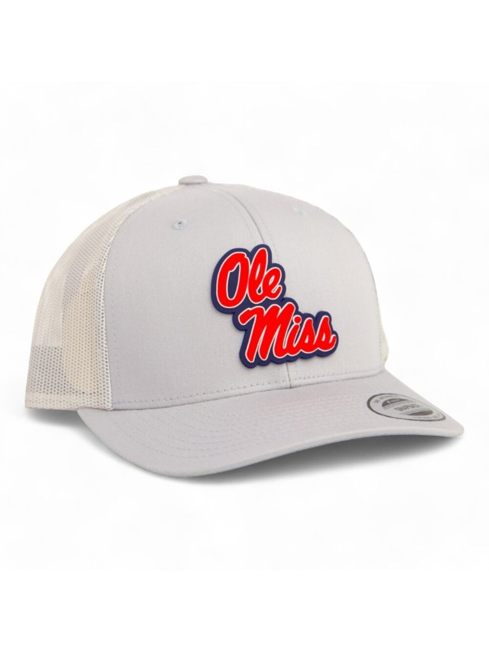 Ole Miss Rebels 3D YP Snapback Trucker Hat- Silver